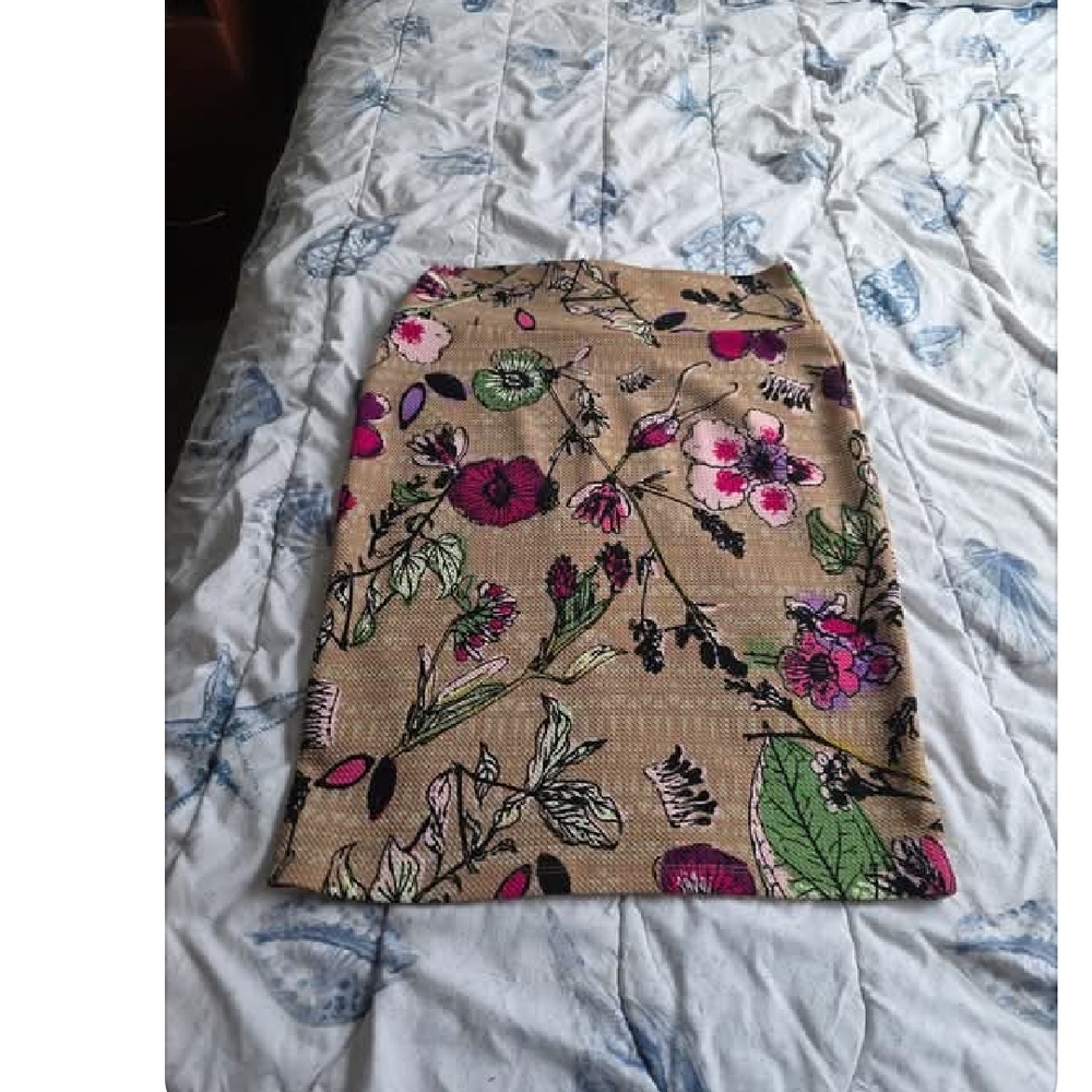 Floral Print Tan Skirt
